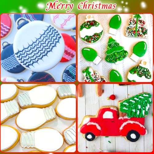 Christmas Ornament Cookie Cutters 4Pcs for Baking Decorating (Christmas Ornaments 4Pcs)