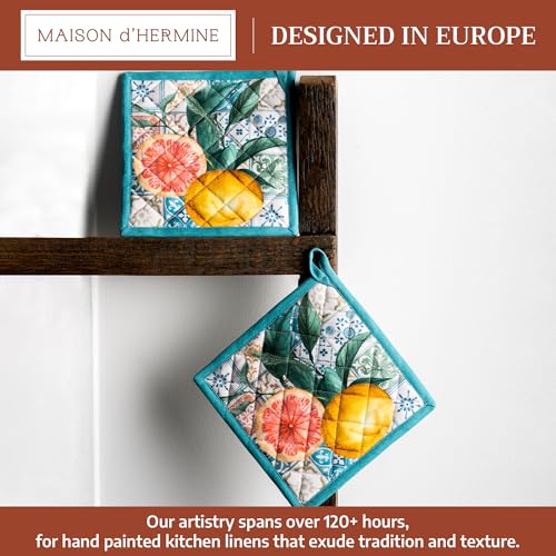 Pot Holders 100% Cotton Potholders (010 - Agrume / 8" x 8" (Pot Holder Pack of 2))