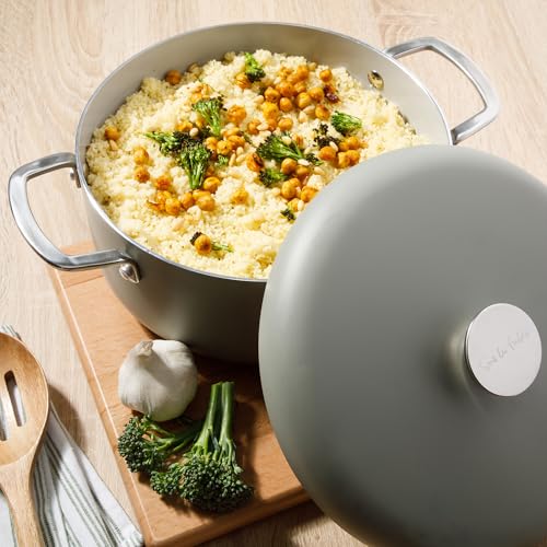 Kitchen Essentials Potluck Porch 10 Piece PFA Free Ceramic Non stick Interior Forged Aluminum Cookware Pots and Pans Set W (10-Piece Cookware Set / Green)