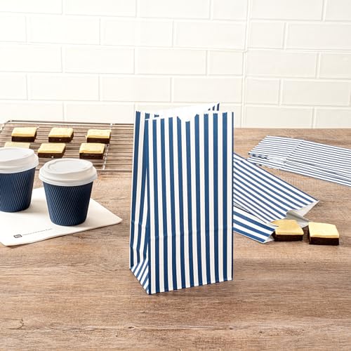 Blue And White Stripe Paper Bag (4 lb / Blue & White)