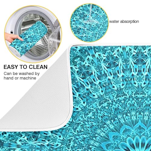 Super Absorbent Dish Drying Mat (Mandala Turquoise Teal Blue Green / 18" x 24")