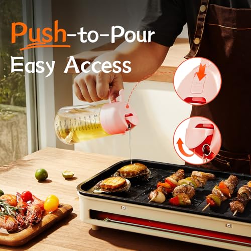 16oz 470ml Glass Olive Oil Sprayer for Cooking (Peach)