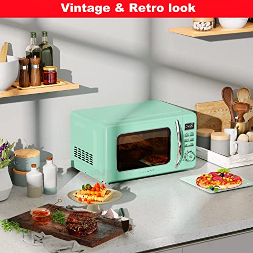 GLCMKZ09GNR09 Retro Countertop Microwave Oven with Auto Cook & Reheat (Green / .9 cu ft / Modern)