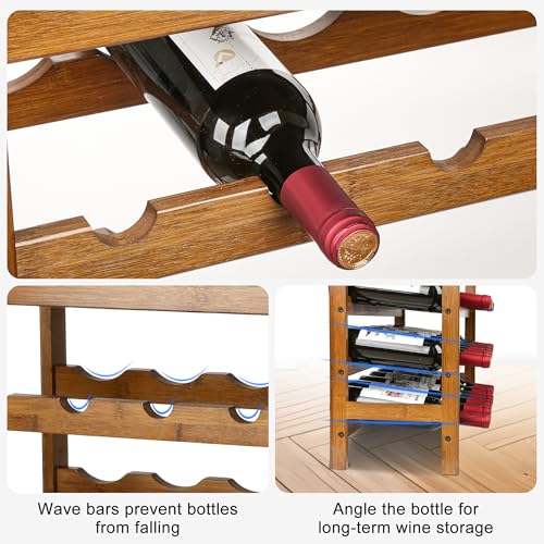 42 Bottles Bamboo Wine Rack (Walnut / 7-Tier)