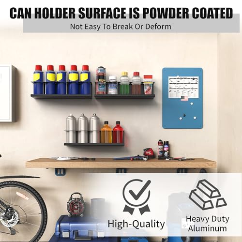 2 Pack Wall Mounted Aerosol Spray Can Holder Storage Rack (Black / 2 Pack)