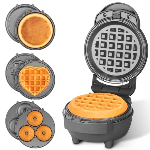 4 in 1 Mini Waffle Maker with Removable Plates