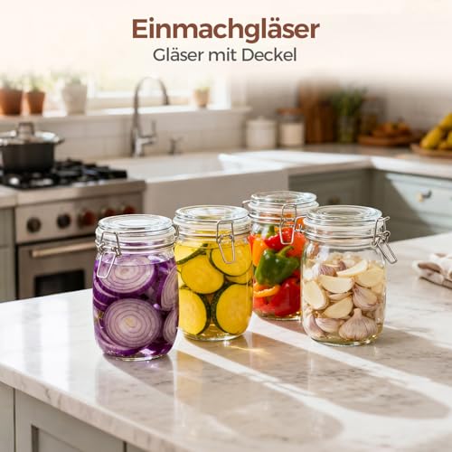 Glass Jars with Airtight Lids 34oz 3 Pack Pantry Storage Coffee (34oz*3)