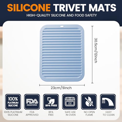Silicone Trivet Mats 4 Heat Resistant Pot Holders Multipurpose Non (Bamboo Moon)
