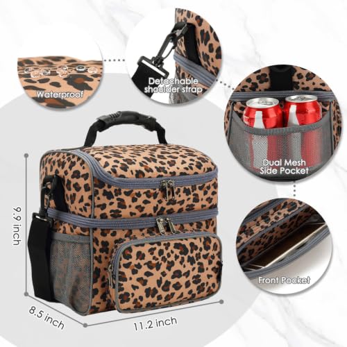 Double Layer Cooler Insulated Lunch Bag Adult Lunch Box Large Tote Bag for Men (2 Count)