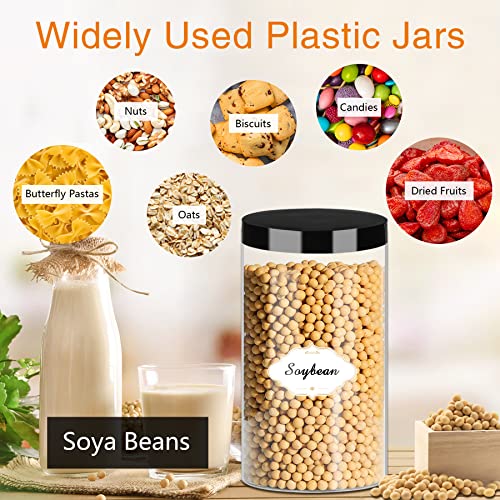 32 OZ Plastic Jars with Lids (32OZ 16Pcs Black)
