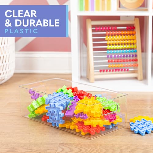 Plastic Food Storage Clear Container Bin with Handles for Organizing Kitchen (16x8x5)