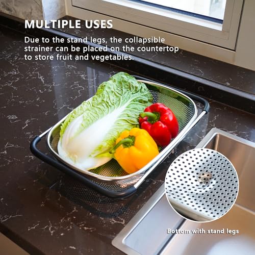Over the Sink Metal Strainer and Colander for Kitchen