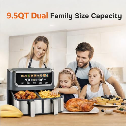 9.5 Qt Dual Basket Air Fryer (Gray-9.5Qt / 9.5Qt(Dual Style))