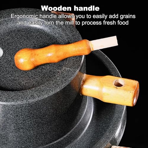 Handmade Stone Mill Grinder with Wooden Stand