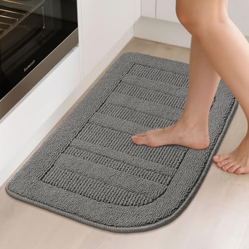 30x18 Inch Kitchen Rugs Non Slip Washable Kitchen Sink Rug (1'6" x 2'6" (Semicircular) / Grey)