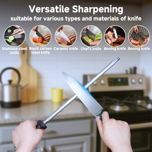 12" Professional Carbon Steel Knife Honing Rod with Hanging Holes (12 inches)