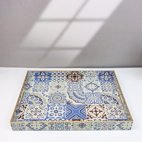 Decorative Serving Tray with Handles (Sp3040re1 / 16" x 12" x 1.6")