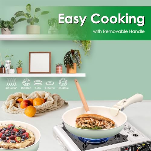 20pcs Ceramic Cookware Set Nonstick (Green / 20 Piece Set)