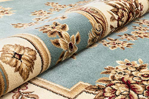 Timeless Collection Le Petit Palais Light Blue 5' Foot Round Luxurious Traditional French Medallion Oriental Area Rug Perfect fLiving Room Bedroom Dining Room Easy (5'3" (Round) / Light Blue)