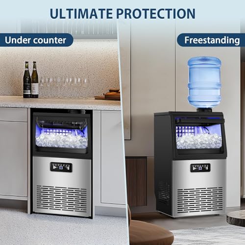 Commercial Ice Maker Machine with 20 Storage Bin (100Lbs/24H-Silver2)