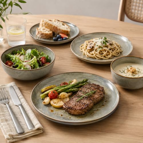 Ceramic Dinnerware Sets for 4 (Green Wheat / Set (12pcs))