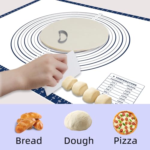 Pastry Dough Mat Silicone Baking Mats for Rolling Out Dough (Blue / 24"L x 32"W)