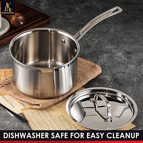 Tri Ply Stainless Steel Sauce Pan with Lid (3 Quarts)