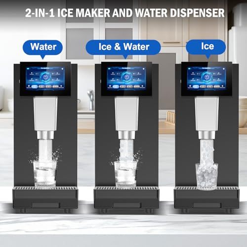 100 lbs Countertop Nugget Ice Maker Commercial with Water Dispenser