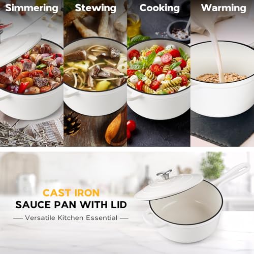 Enameled Cast Iron Saucepan (White / 3 Quarts)