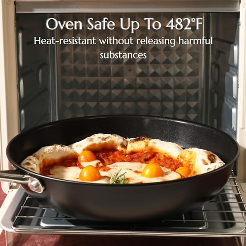 Ceramic Nonstick Skillets Set (Black / 8"+9.5"+11")