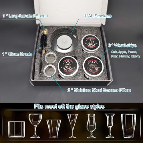 Whiskey Smoker Kit with 6 Chips (Silver)