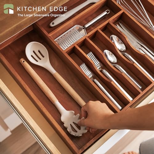 Silverware & Utensil Drawer Organizer (Natural Acacia / From 16" to 28" Wide)