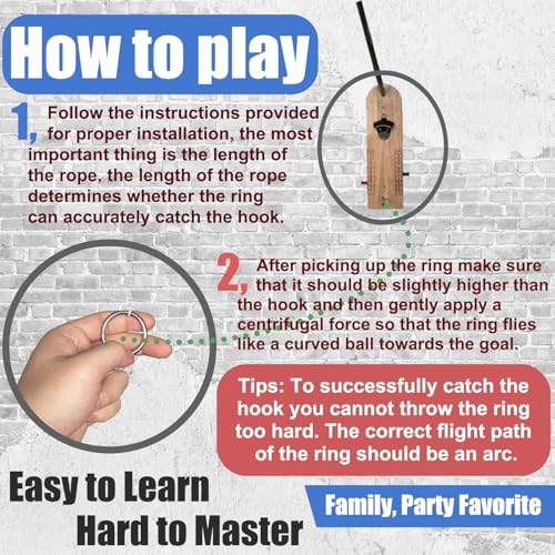 Hook and Ring Toss Game Bottle Opener Ring Toss Hook Indoor Party Man cave