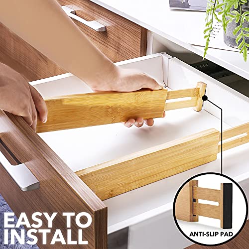 Bamboo Drawer Dividers with Labels (Long (17-22 in))