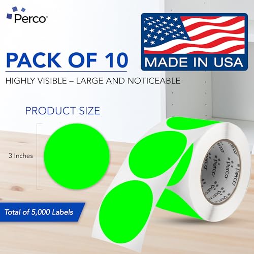 Neon Green Perforated Round Circle Dot Sticker 3 (Green - Neon / 3 Inch)