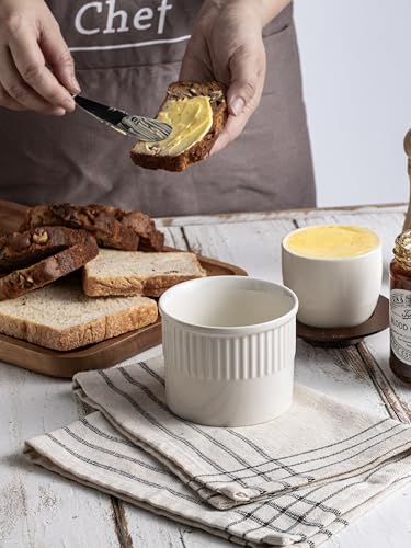 Butter Crock with Lid for Countertop (White / Stripe-3.94"dia)