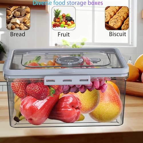 Bread Box With Digital Hygrometer (Grey-Handle)