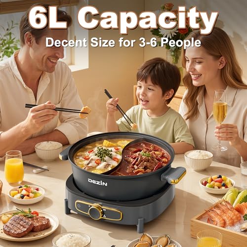 6L Hot Pot Electric with Divider (Grey)