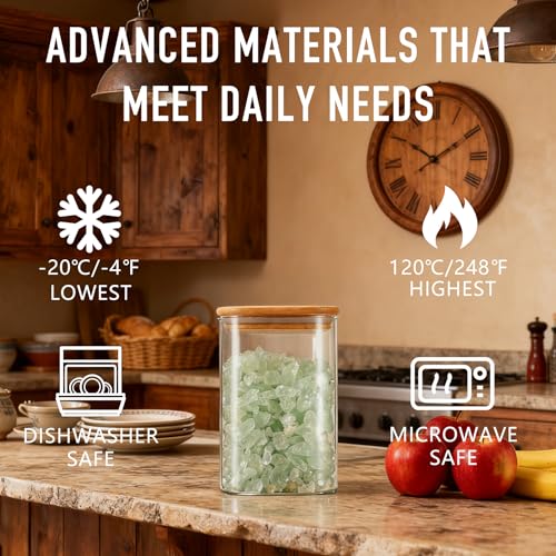 37oz/1.2Qt/1100ml Square Glass Storage Containers with Lids 6-Pack (37oz*6)