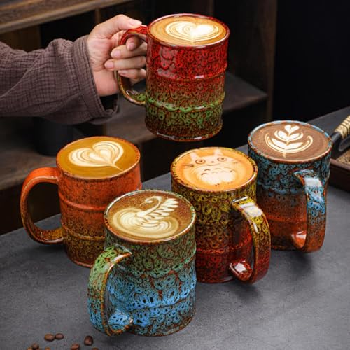 Coffee Mug 20 Oz Coffee Cups Ceramic Tea Cup Large Coffee Mug for Office and Home (Red and Green)