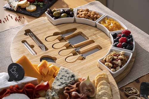 Charcuterie Cheese Board and Platter Set (Bamboo - 16 inch)