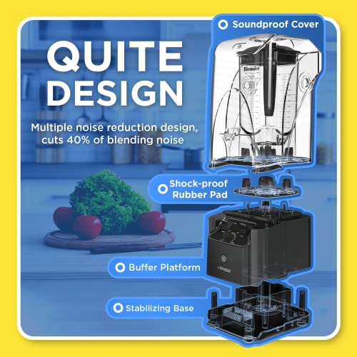 Quiet Commercial Blender with Soundproof Shield (Grey)
