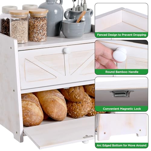 Bamboo Corner Bread Box for Kitchen Countertop 2