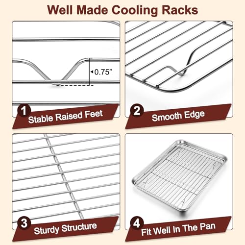 Baking Sheet with Rack Set (17.6"& 12.5" & 10.5")