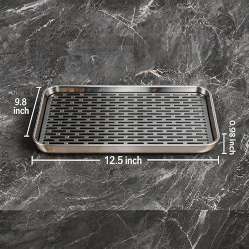 Stainless Steel Drain Tray (Silver / 12.5 x 9.8 x 0.98 in)