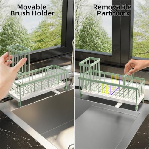 Extra Large Sponge Holder for Kitchen Sink Organizer Caddy (Sage Green)