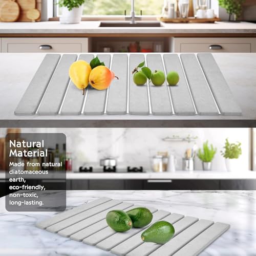 Stone Drying Mat for Kitchen Counter (Medium Gray B / 23.6" x 15.4")
