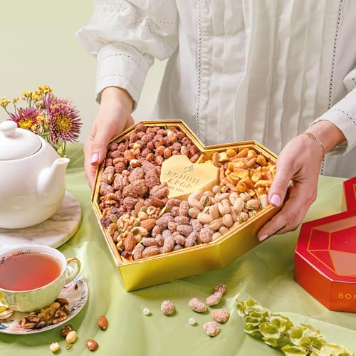 Gift Basket Heart Box with Gourmet Nut Assortment (Heart)