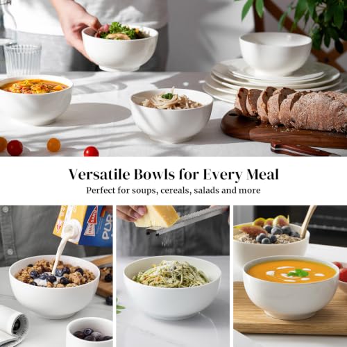22 OZ White Ceramic Bowls Set of 6 (22 OZ / White)