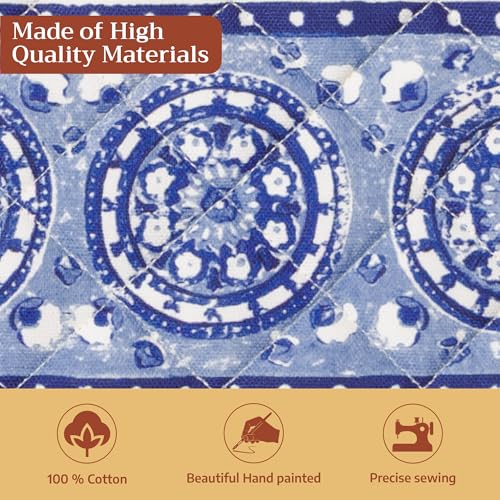 Pot Holders 100% Cotton Potholders (014 - Melodie Bleue / 8" x 8" (Pot Holder Pack of 1))